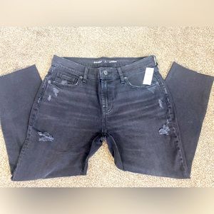 Old Navy 6 Petite Boyfriend Mid Rise Black Frey Hem